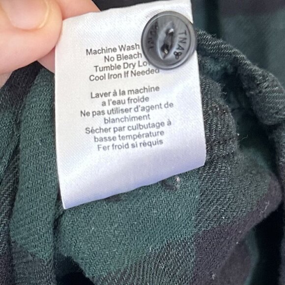 TNA Aritzia Green Black Plaid Flannel Button Down - Size: Small - Picture 5 of 6